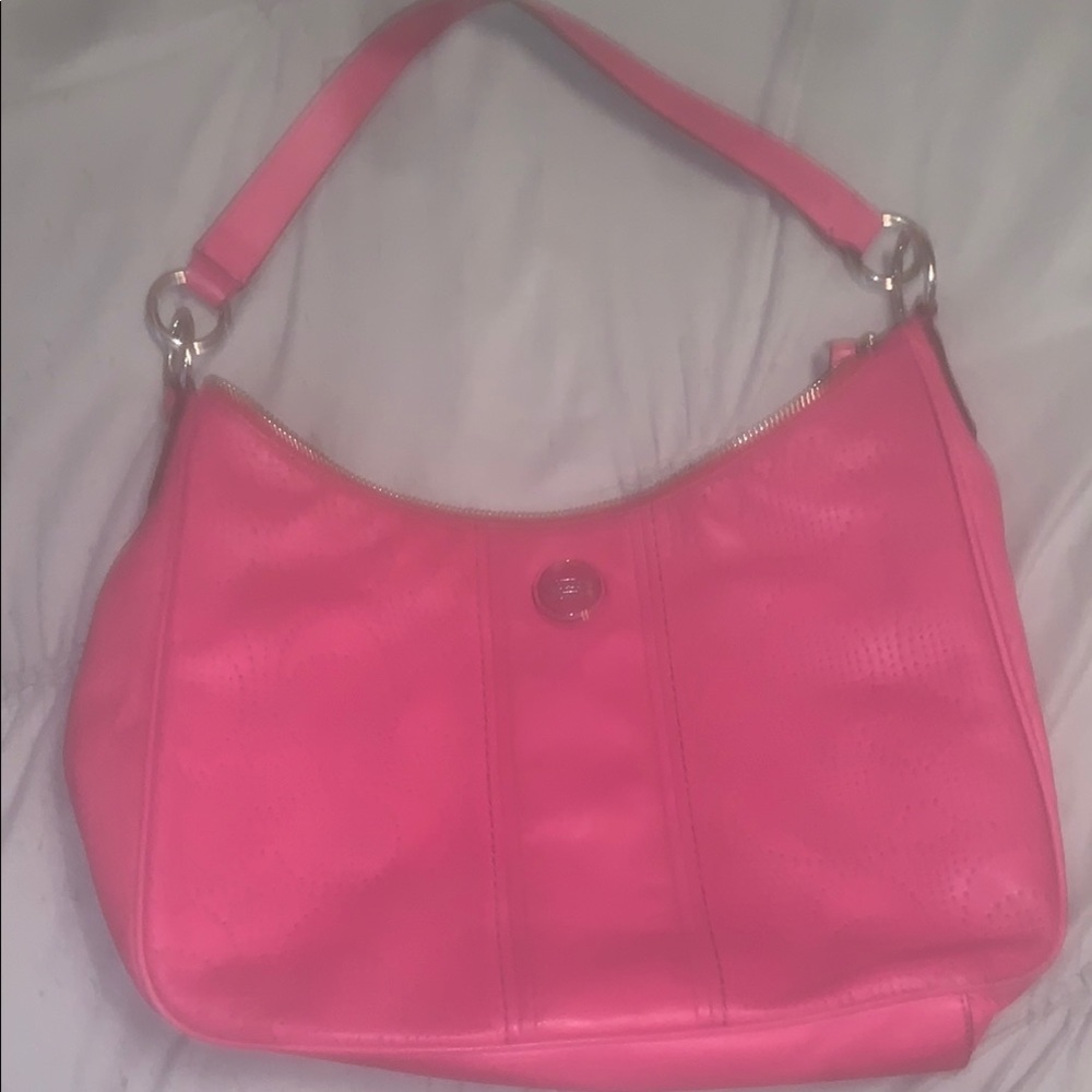 Coach Pink Shoulder Bag with Silver Hardware